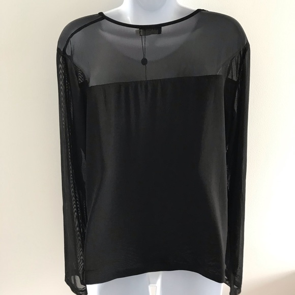 NWOT Red Coral Black Sheer Décolleté and Long Sleeves Blouse Top Plus Size - Picture 4 of 16